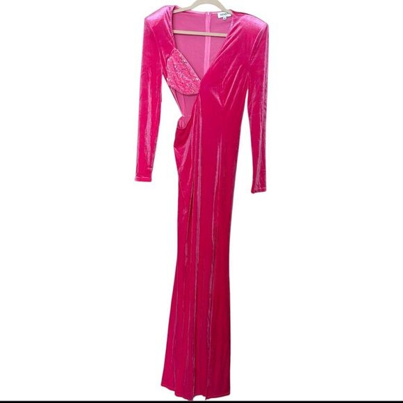 Faeriesty Elegant Hot Pink One Sleeve Evening Prom Maxi Bodycon Gown Dress - Picture 4 of 9